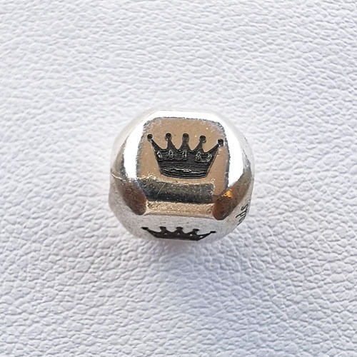 Square with Crown Bead Silver